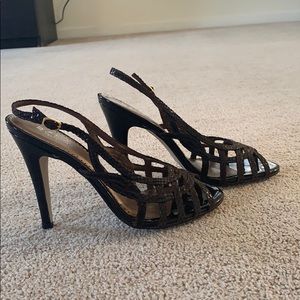 Strappy brown lizard sandals